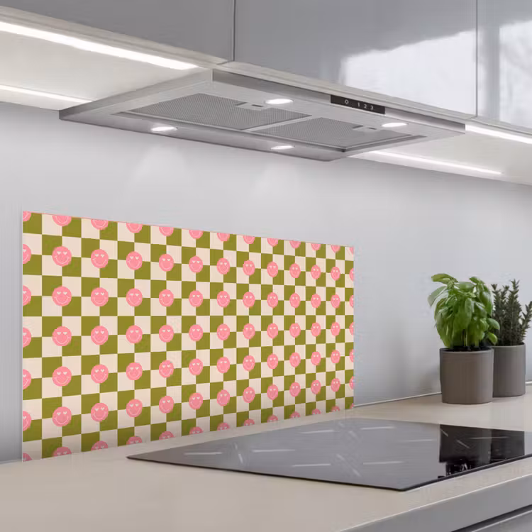 Patroon - Smileys - Blokken keuken achterwand spatscherm middel 899 -3d_schuin
