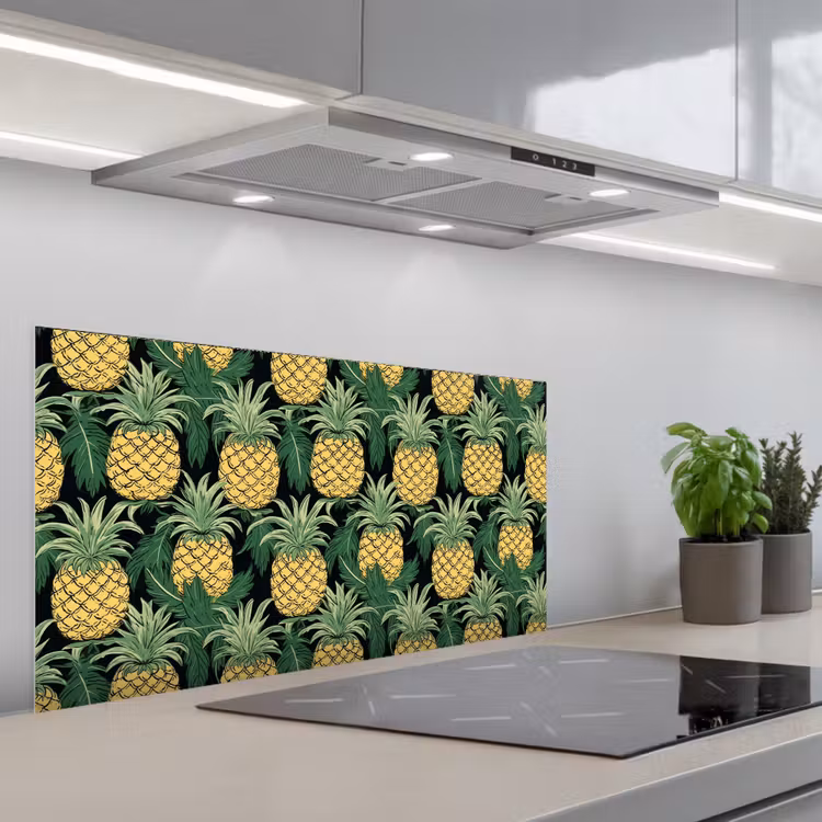 Patroon - Tropisch - Ananas - Illustratie keuken achterwand spatscherm middel 899 -3d_schuin