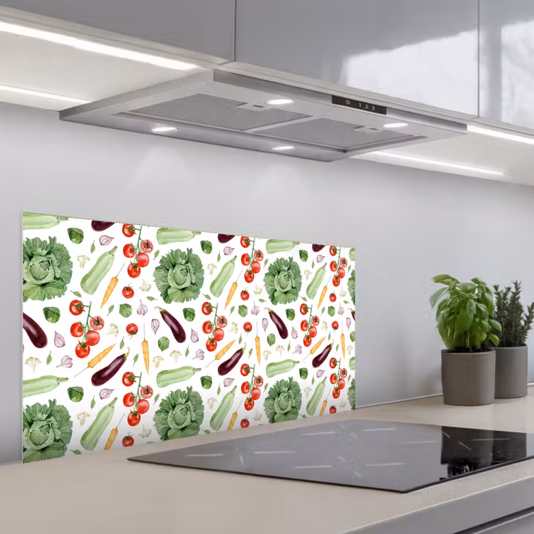 Patroon - Groente - Aquarel keuken achterwand spatscherm middel 899 -3d_schuin