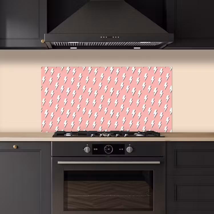 Patroon - Wit - Bliksem - Roze keuken achterwand spatscherm middel 899 -sfeer1
