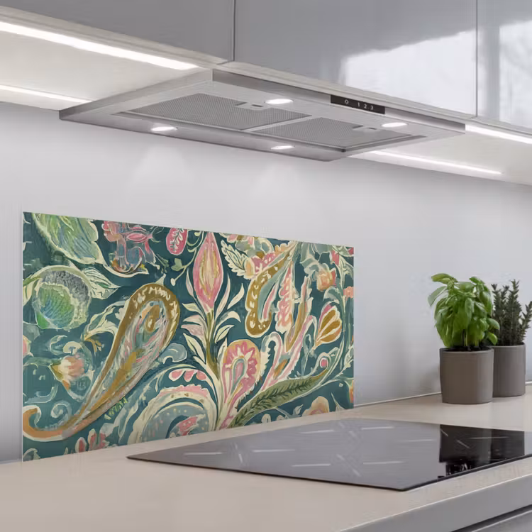 Patroon - Kleurrijk - Sierlijk - Groen keuken achterwand spatscherm middel -3d_schuin