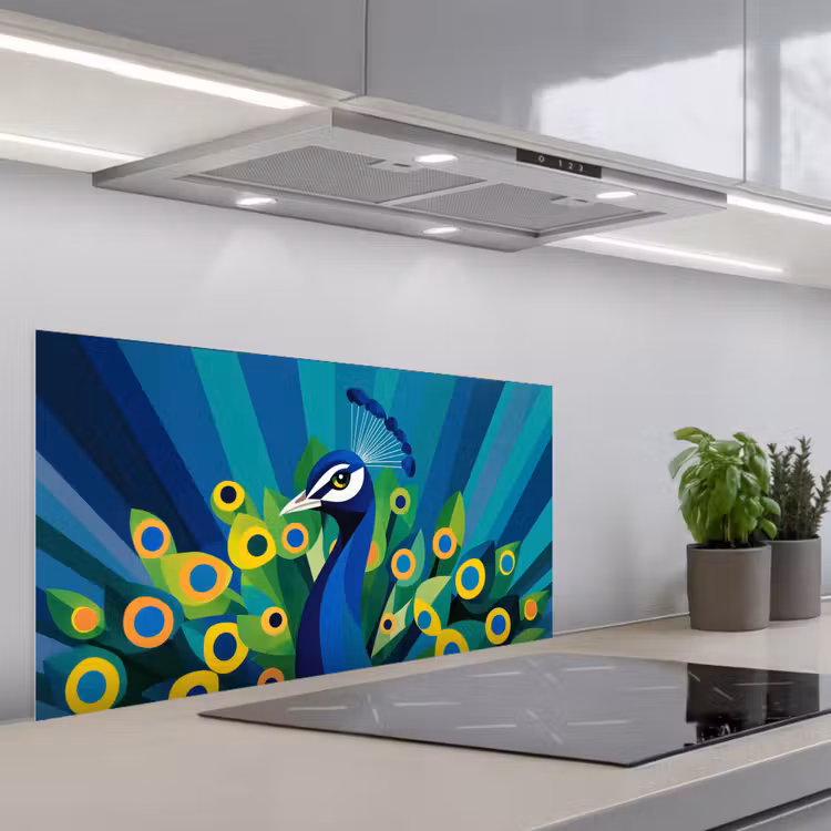 Pauw - Cirkels - Blauw keuken achterwand spatscherm middel -3d_schuin