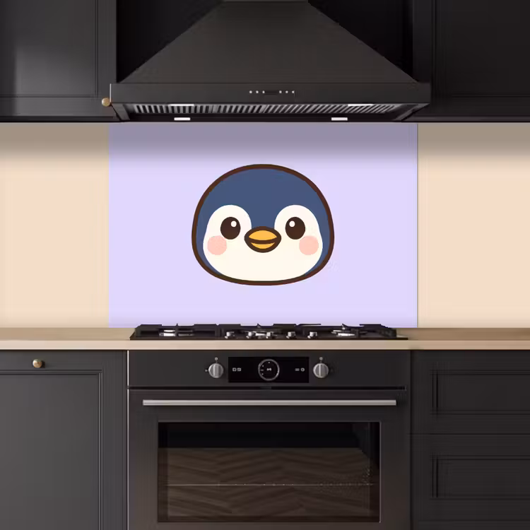 Pinguïn - Paars - Schattig keuken achterwand spatscherm middel -sfeer1