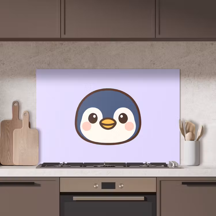 Pinguïn - Paars - Schattig keuken achterwand spatscherm middel -sfeer2