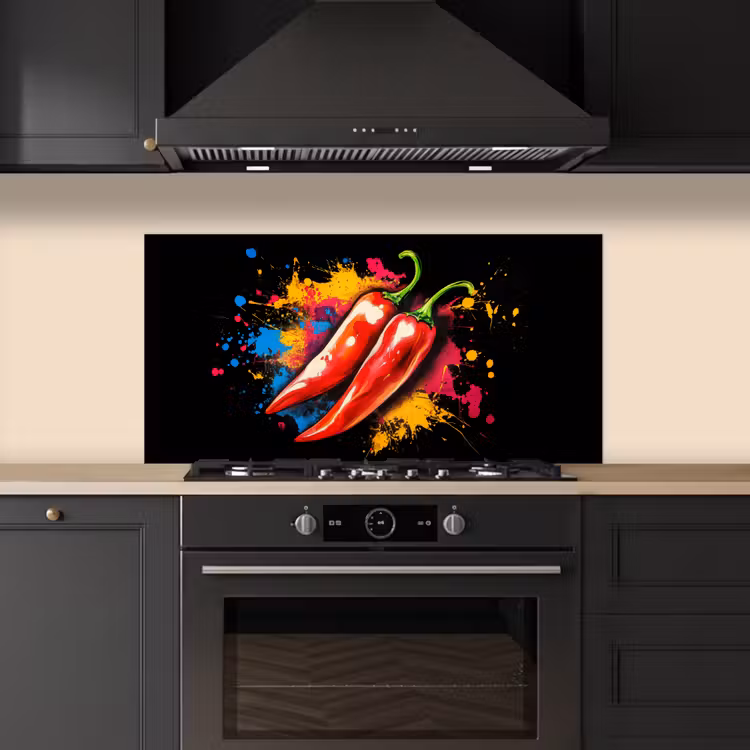 Peper - Graffiti - Verf - Abstract - Modern - Kleurrijk keuken achterwand spatscherm middel -sfeer1