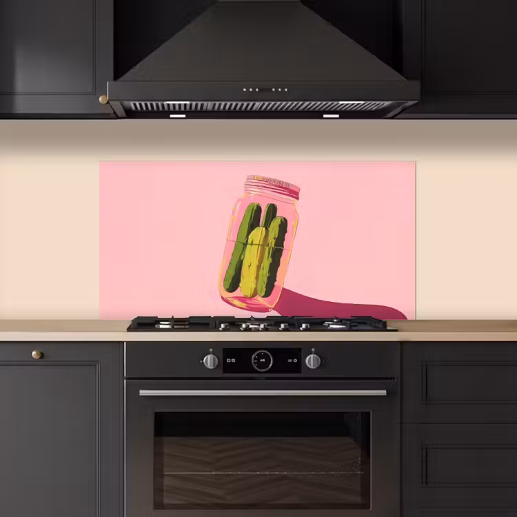 Augurken - Pot - Schaduw - Roze keuken achterwand spatscherm middel -sfeer1