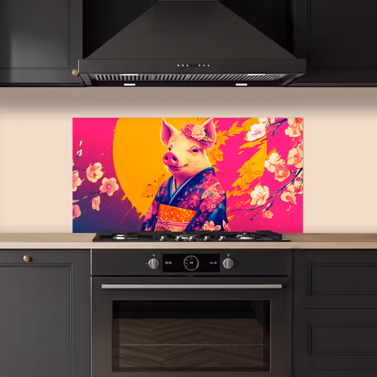 Varken - Bloemkroon - Kimono - Abstract keuken achterwand spatscherm middel -sfeer1