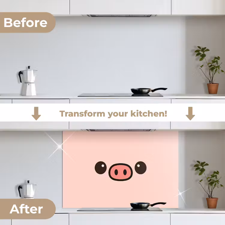 Varken - Roze - Minimalistisch keuken achterwand spatscherm middel -voor_na_EN