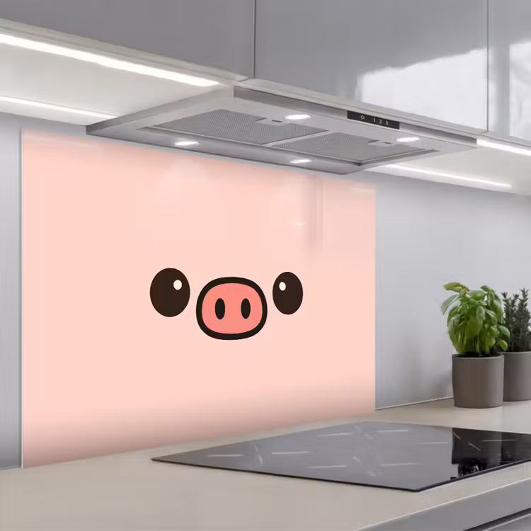 Varken - Roze - Minimalistisch keuken achterwand spatscherm middel -3d_schuin