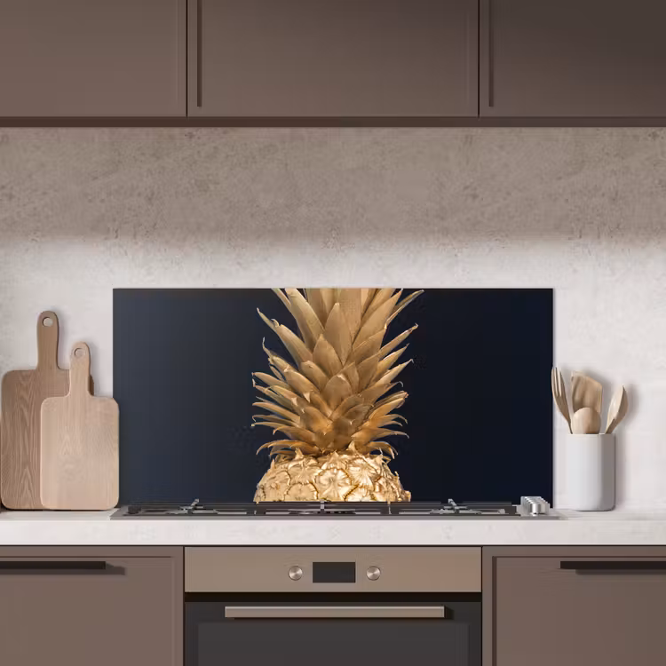 Ananas - Goud - Verf - Zwart - Fruit - Luxe keuken achterwand spatscherm middel -sfeer2