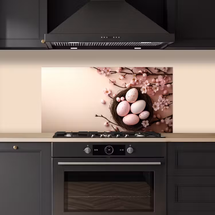 Roze - Bloesems - Eieren keuken achterwand spatscherm middel -sfeer1