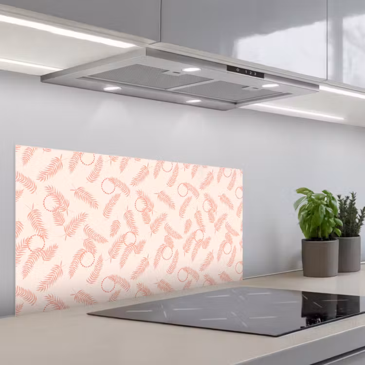 Roze - Veren - Patroon keuken achterwand spatscherm middel 899 -3d_schuin