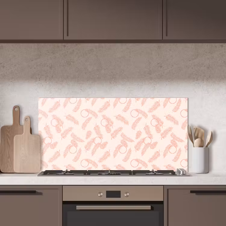 Roze - Veren - Patroon keuken achterwand spatscherm middel 899 -sfeer2