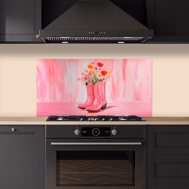 Roze - Bloemen - Cowboy keuken achterwand spatscherm middel -sfeer1