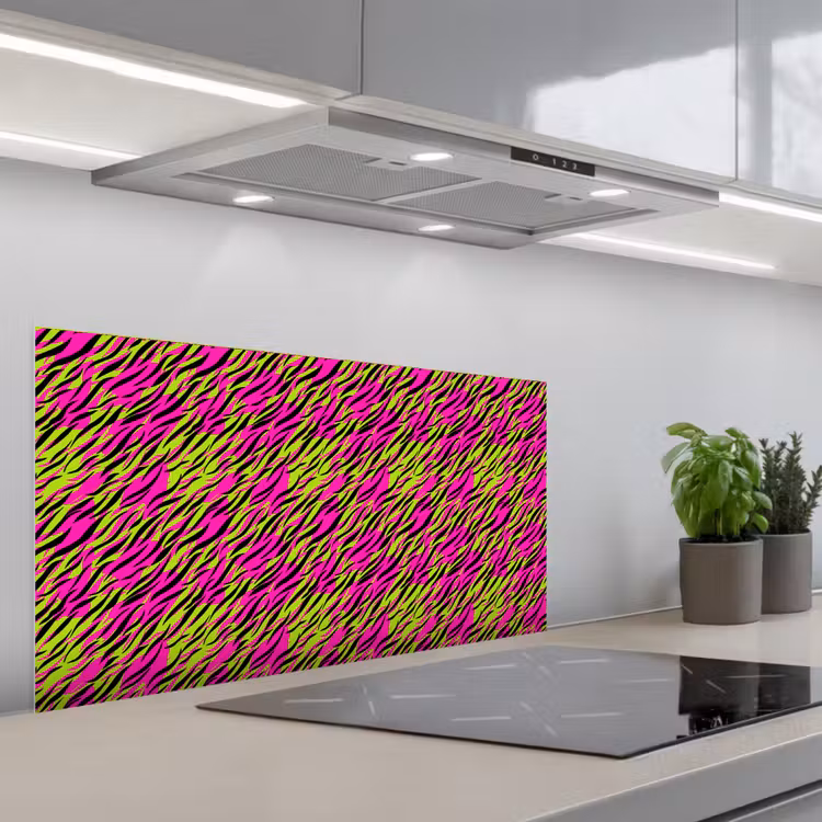 Roze - Groen - Neon - Dieren keuken achterwand spatscherm middel 899 -3d_schuin