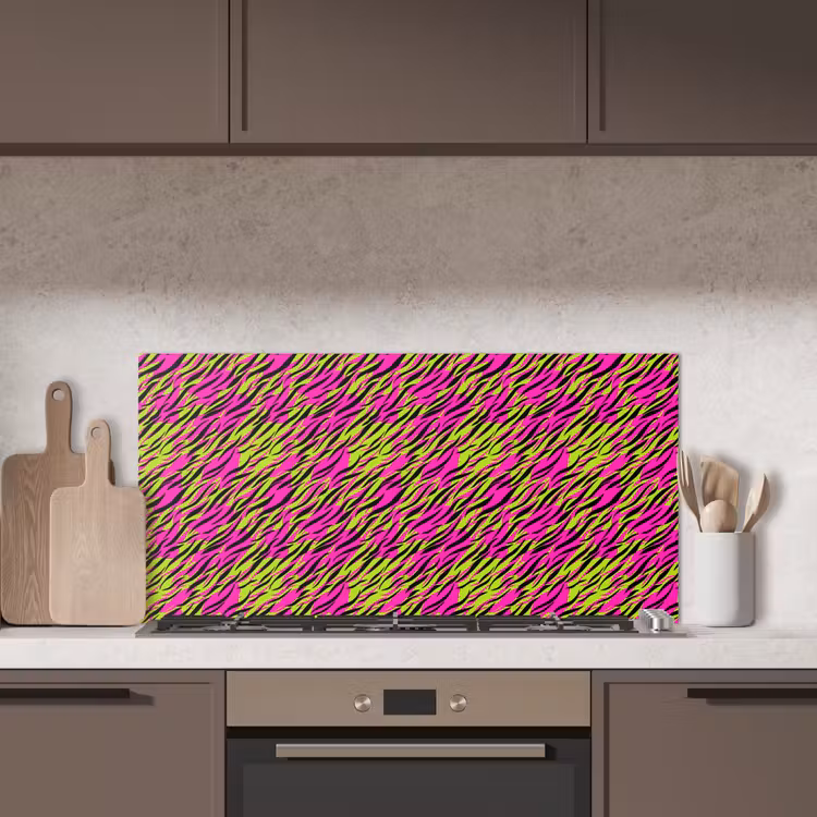 Roze - Groen - Neon - Dieren keuken achterwand spatscherm middel 899 -sfeer2
