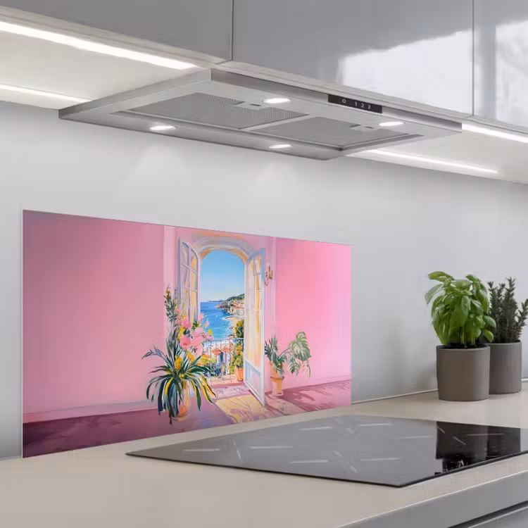 Roze - Buiten - Verf keuken achterwand spatscherm middel -3d_schuin