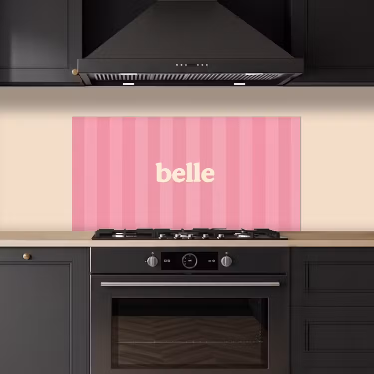 Roze - Gestreept - Belle keuken achterwand spatscherm middel -sfeer1