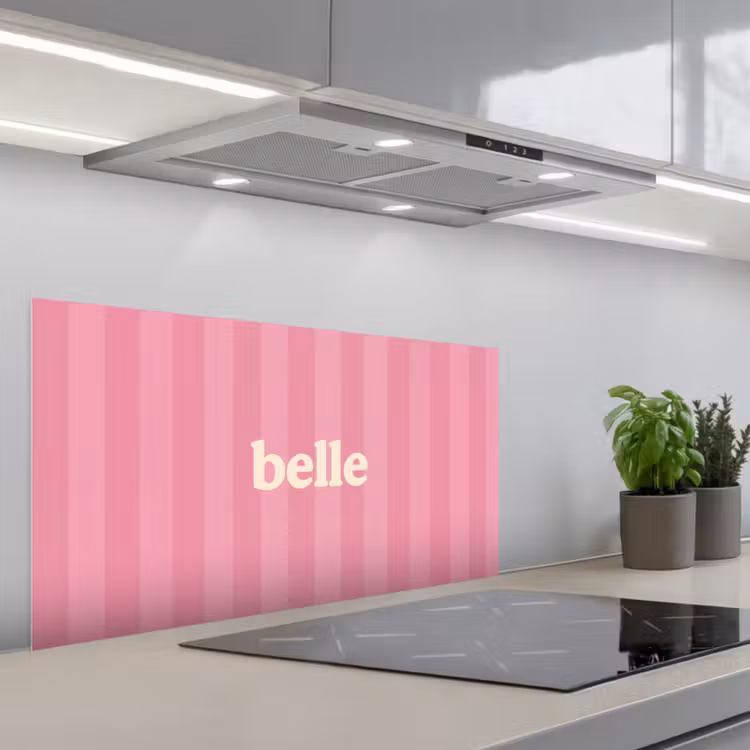 Roze - Gestreept - Belle keuken achterwand spatscherm middel -3d_schuin