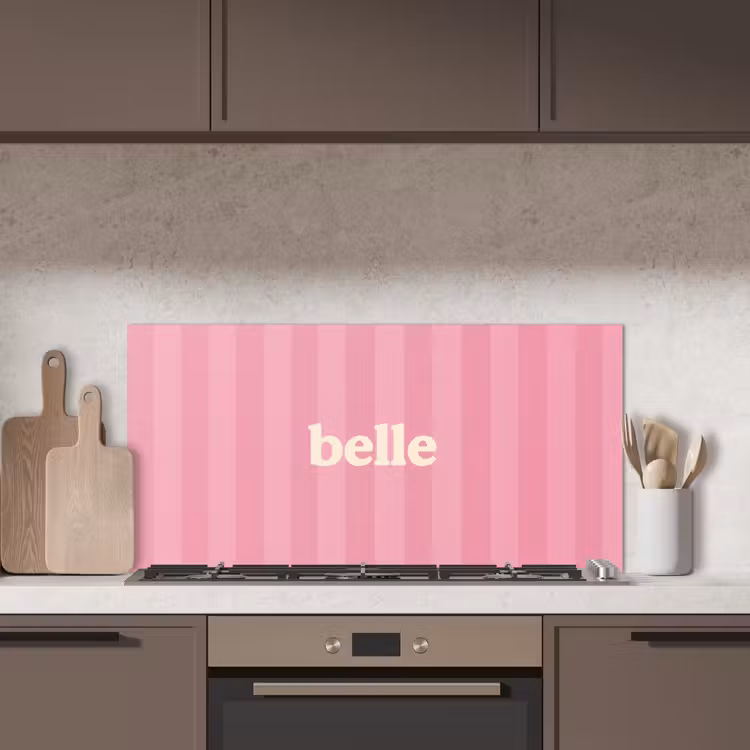 Roze - Gestreept - Belle keuken achterwand spatscherm middel -sfeer2