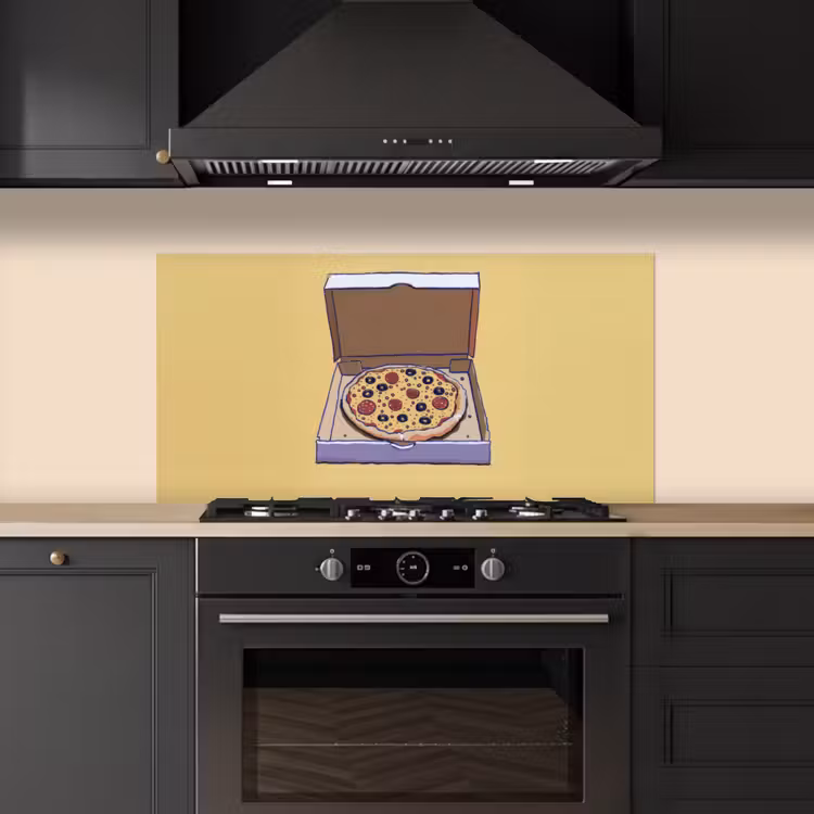 Pizza - Doos - Salami - Illustratie keuken achterwand spatscherm middel -sfeer1