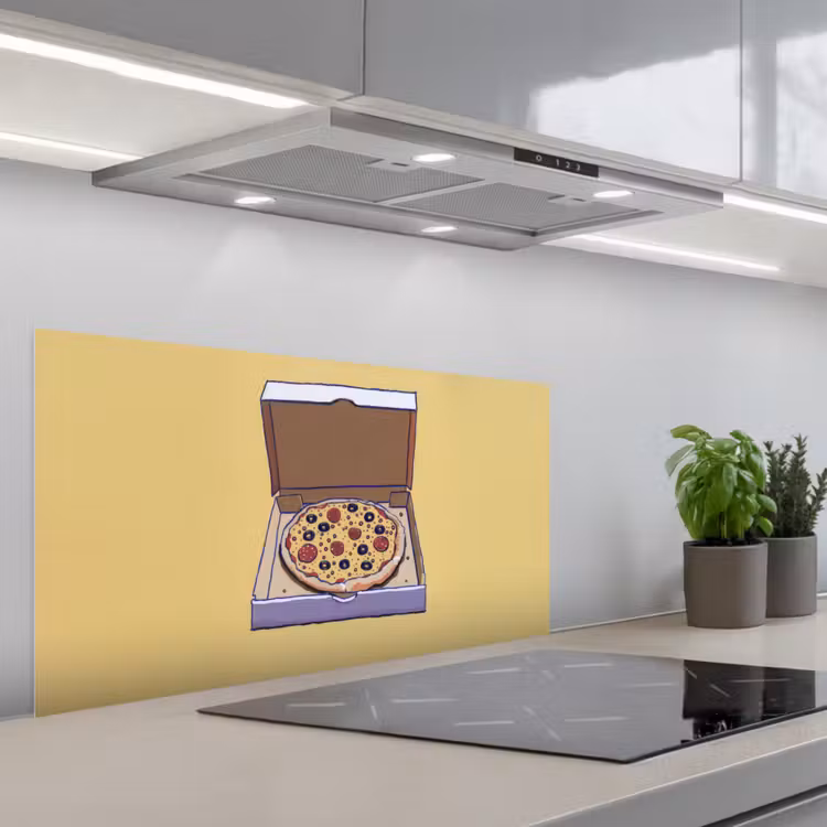 Pizza - Doos - Salami - Illustratie keuken achterwand spatscherm middel -3d_schuin