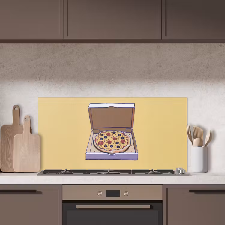 Pizza - Doos - Salami - Illustratie keuken achterwand spatscherm middel -sfeer2