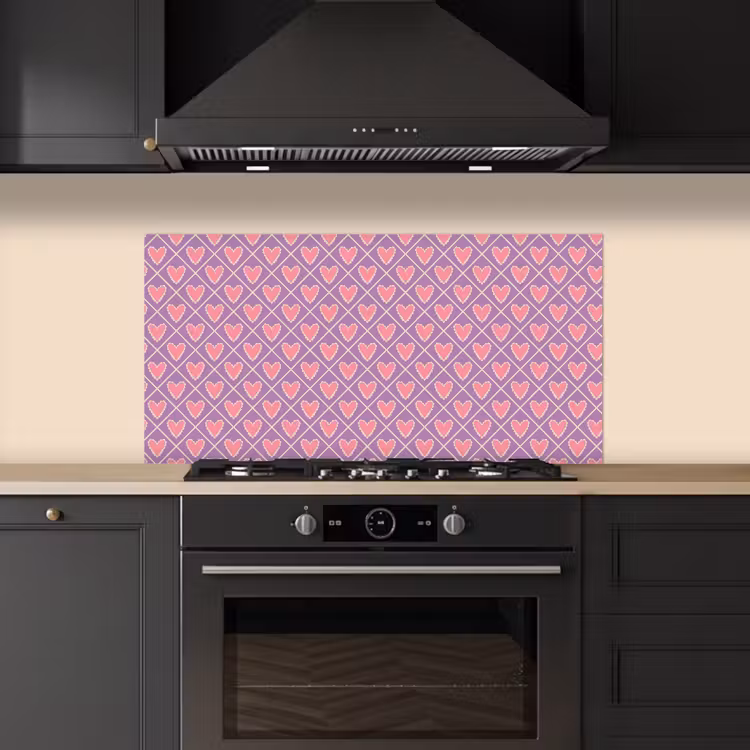 Ruit - Patroon - Paars - Hartjes keuken achterwand spatscherm middel 899 -sfeer1