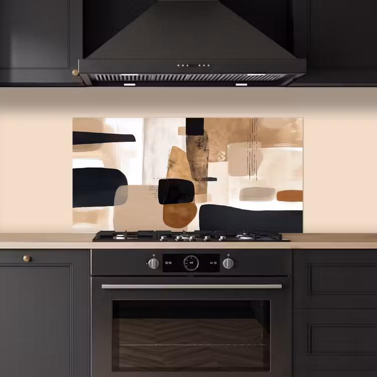 Vlakken - Abstract - Zwart - Strepen keuken achterwand spatscherm middel -sfeer1