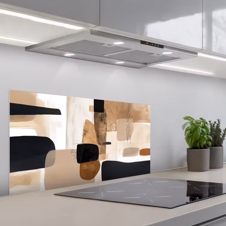 Vlakken - Abstract - Zwart - Strepen keuken achterwand spatscherm middel -3d_schuin