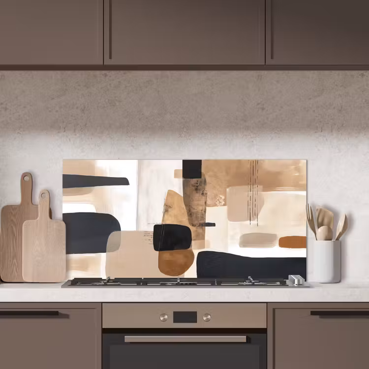 Vlakken - Abstract - Zwart - Strepen keuken achterwand spatscherm middel -sfeer2