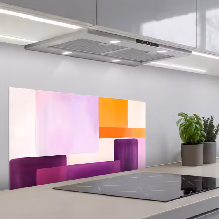 Vlakken - Abstract - Rechthoekig - Oranje keuken achterwand spatscherm middel -3d_schuin