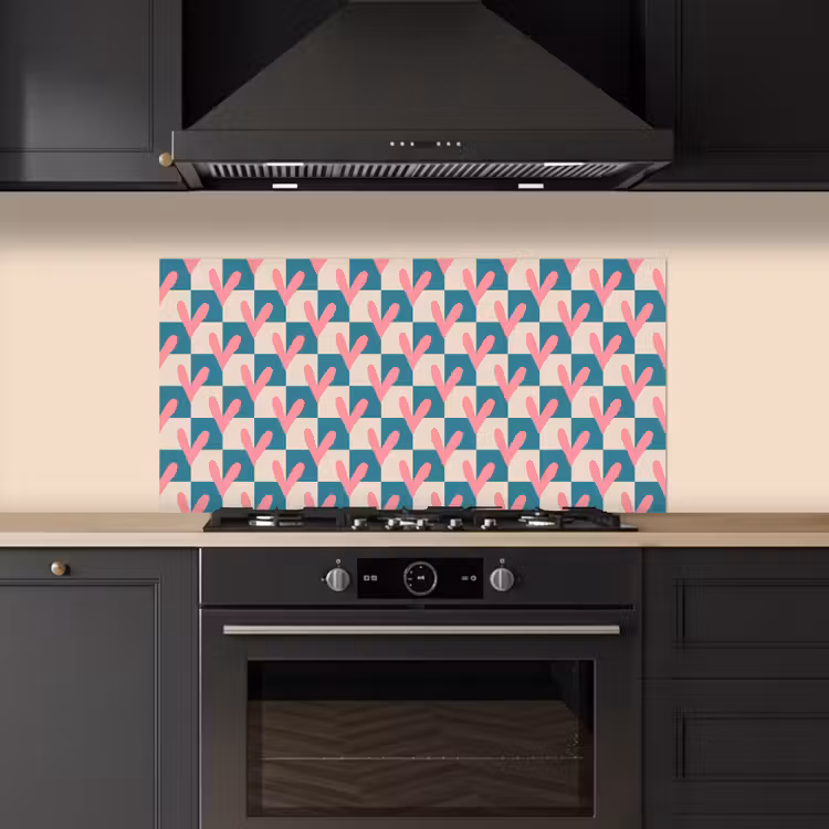 Vlakken - Hartjes - Patroon - Retro keuken achterwand spatscherm middel 899 -sfeer1