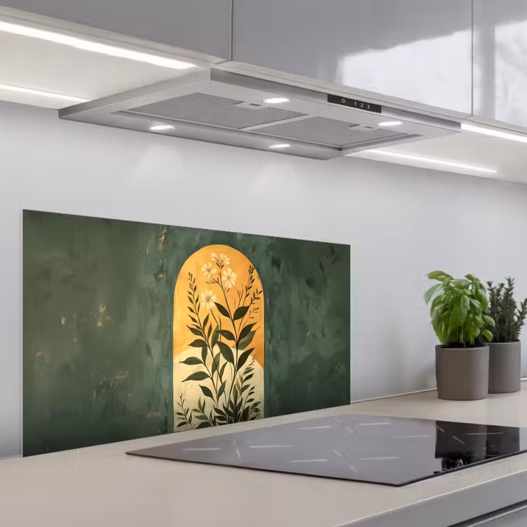 Plant - Bloemen - Wit keuken achterwand spatscherm middel -3d_schuin