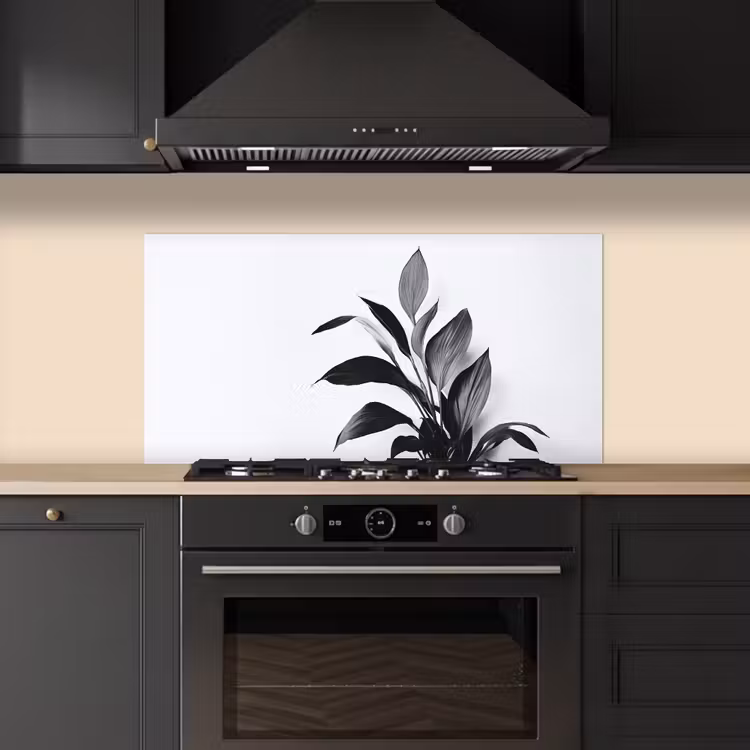 Plant - Bladeren - Minimalistisch - Zwart keuken achterwand spatscherm middel -sfeer1