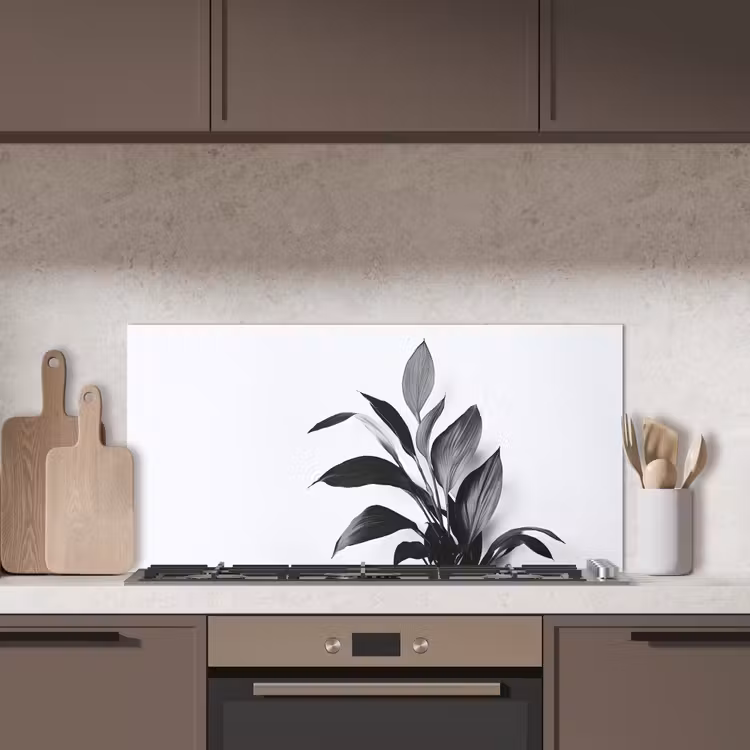 Plant - Bladeren - Minimalistisch - Zwart keuken achterwand spatscherm middel -sfeer2