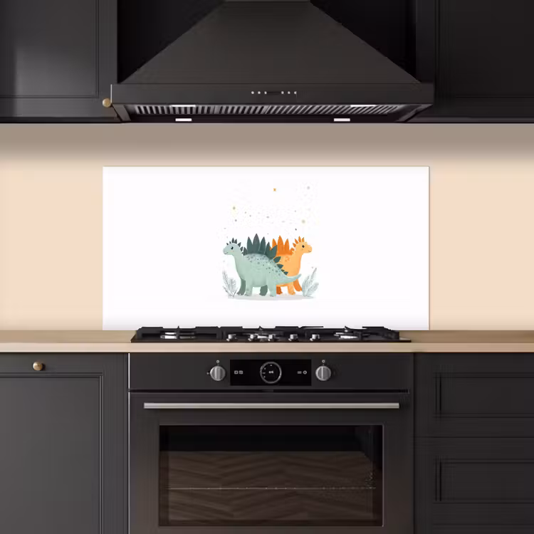 Planten - Sterren - Dinosaurussen - Oranje keuken achterwand spatscherm middel -sfeer1