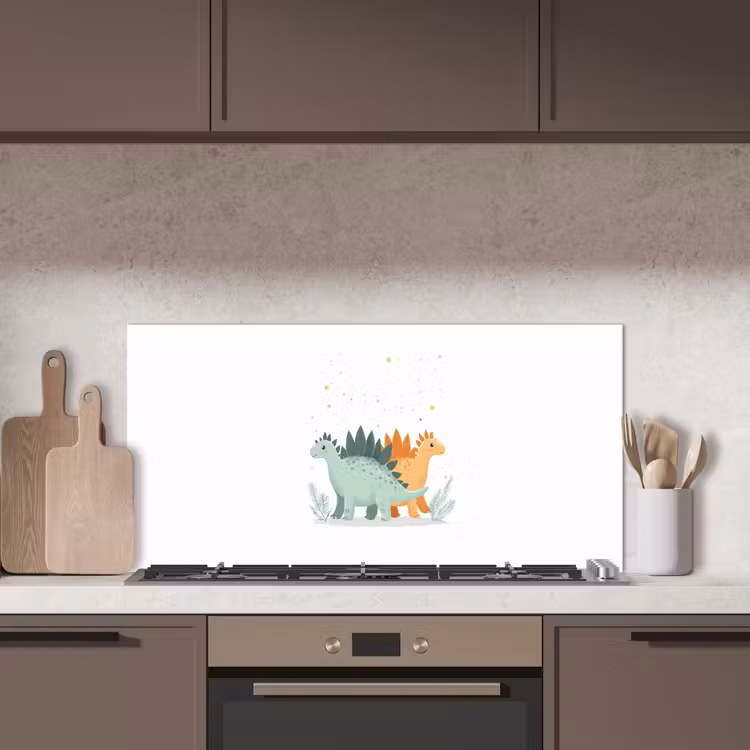 Planten - Sterren - Dinosaurussen - Oranje keuken achterwand spatscherm middel -sfeer2