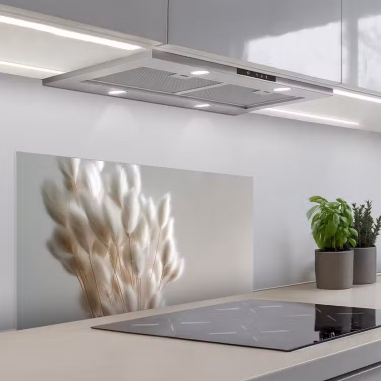 Pluimen - Beige - Minimalistisch keuken achterwand spatscherm middel -3d_schuin