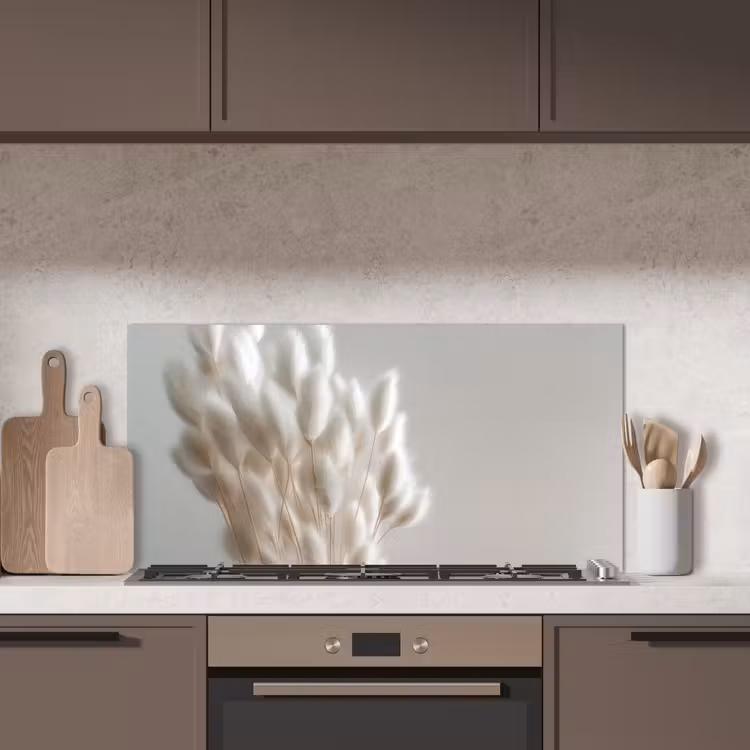 Pluimen - Beige - Minimalistisch keuken achterwand spatscherm middel -sfeer2