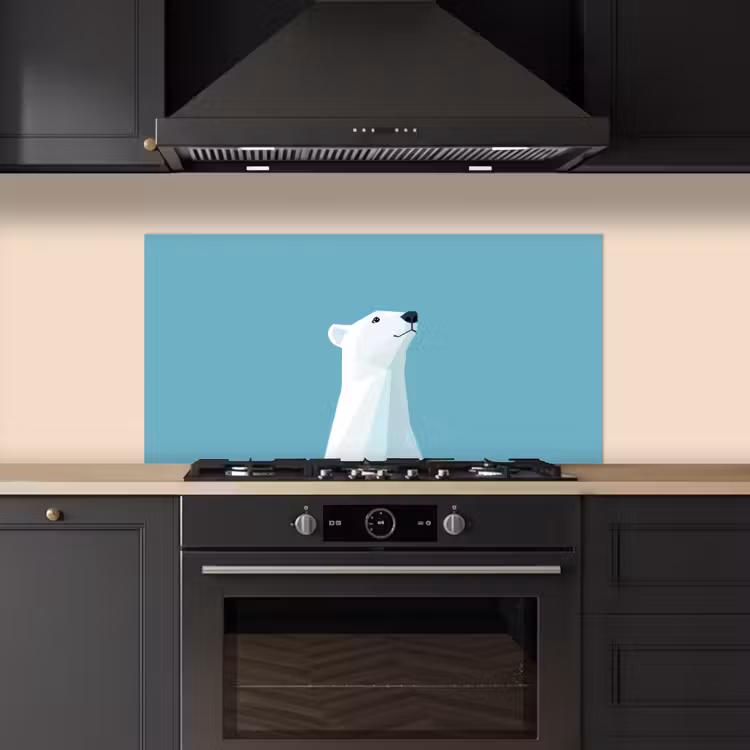 Ijsbeer - Lichtblauw - Minimalistisch keuken achterwand spatscherm middel -sfeer1