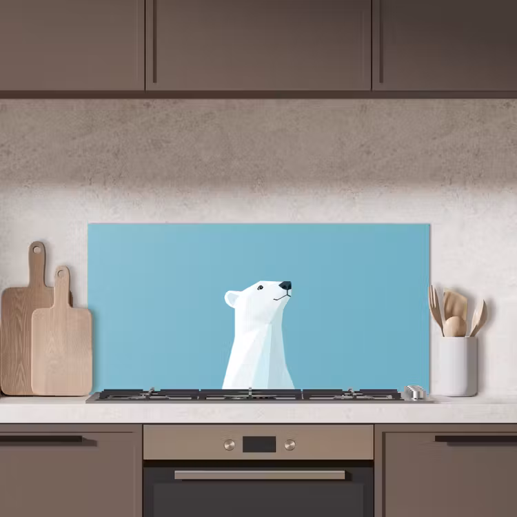 Ijsbeer - Lichtblauw - Minimalistisch keuken achterwand spatscherm middel -sfeer2