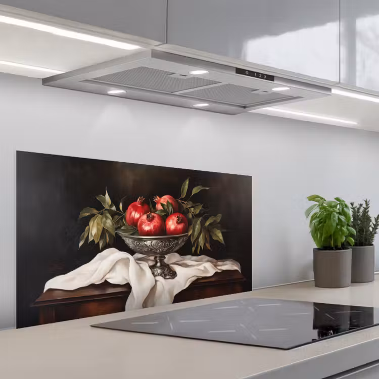 Granaatappels - Klassiek - Vintage keuken achterwand spatscherm middel -3d_schuin