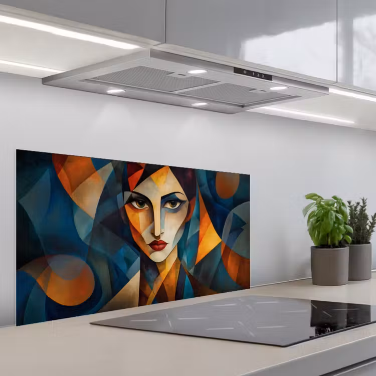 Portret - Abstract - Vormen keuken achterwand spatscherm middel -3d_schuin
