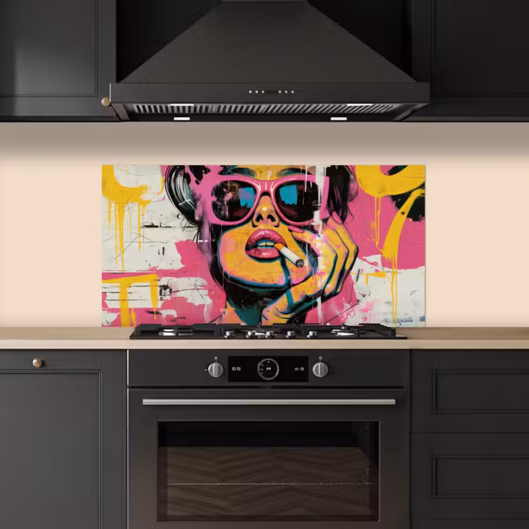 Portret - Vrouw - Abstract - Zonnebril keuken achterwand spatscherm middel -sfeer1