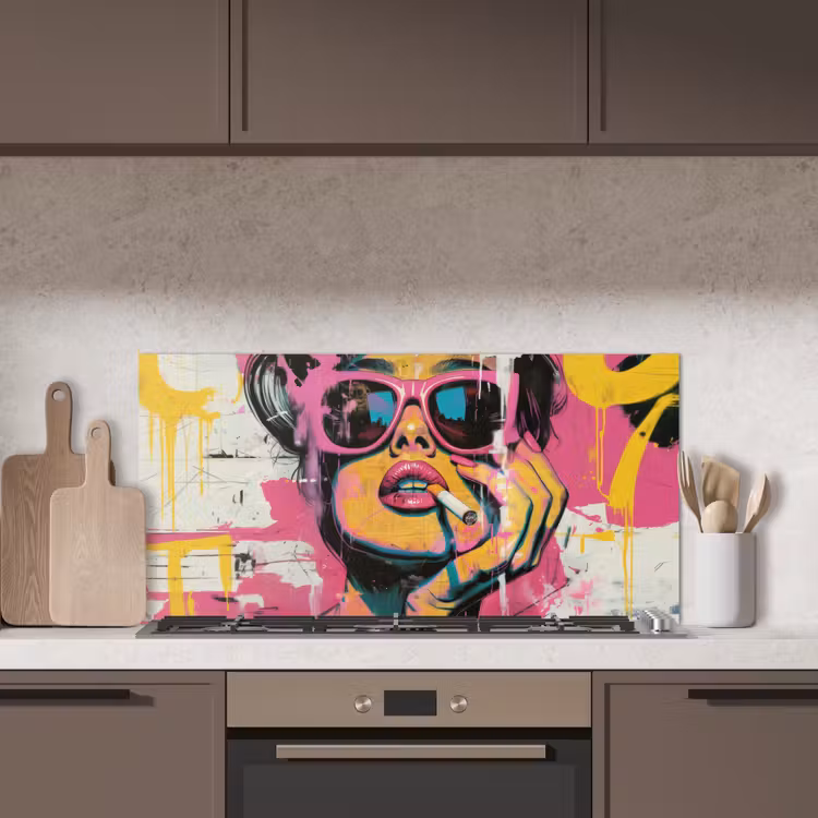 Portret - Vrouw - Abstract - Zonnebril keuken achterwand spatscherm middel -sfeer2