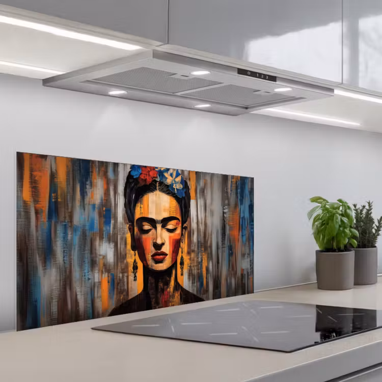 Portret - Vrouw - Bloemen keuken achterwand spatscherm middel -3d_schuin