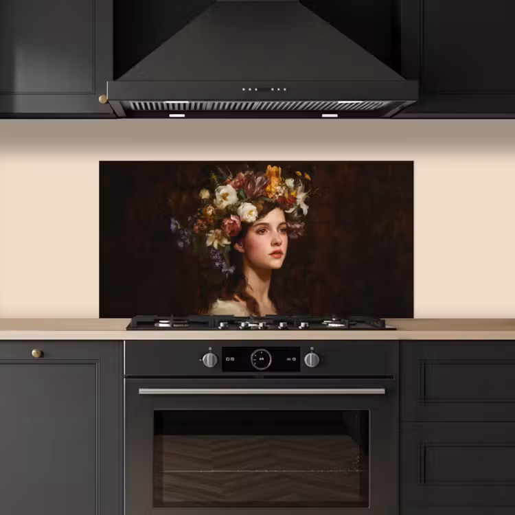Portret - Vrouw - Bloemen keuken achterwand spatscherm middel -sfeer1