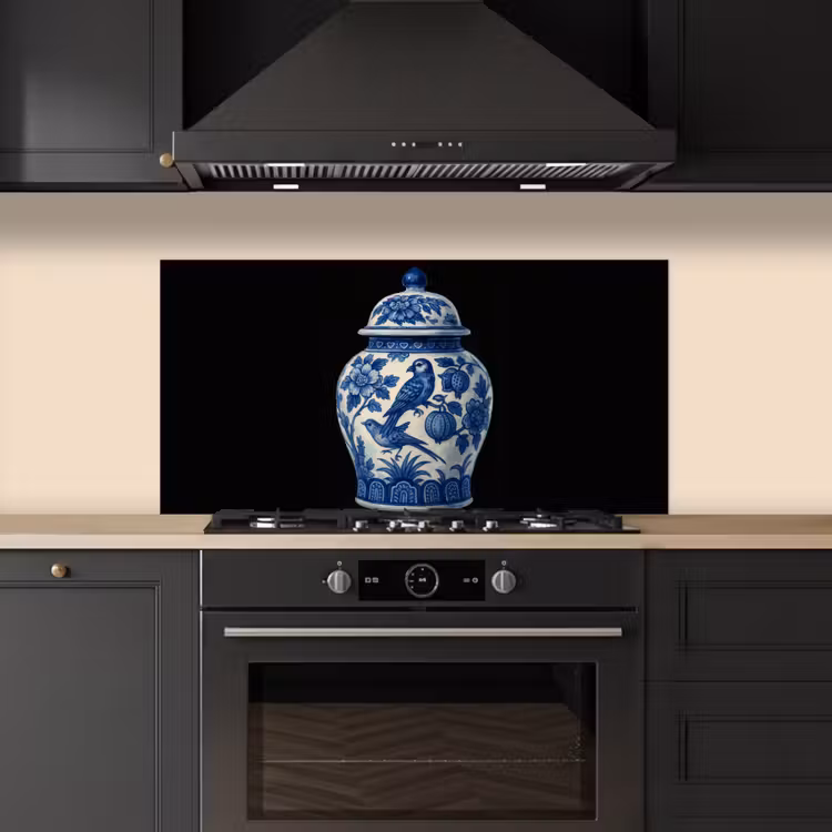Pot - Delfts Blauw - Bloemen keuken achterwand spatscherm middel -sfeer1