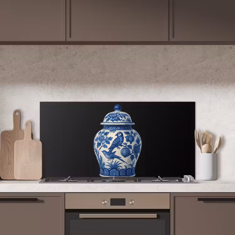 Pot - Delfts Blauw - Bloemen keuken achterwand spatscherm middel -sfeer2